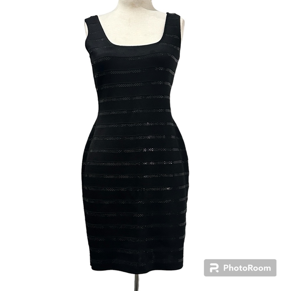 St. John by Marie Gray Black Knitted Knee Length Evening Dress Size 6